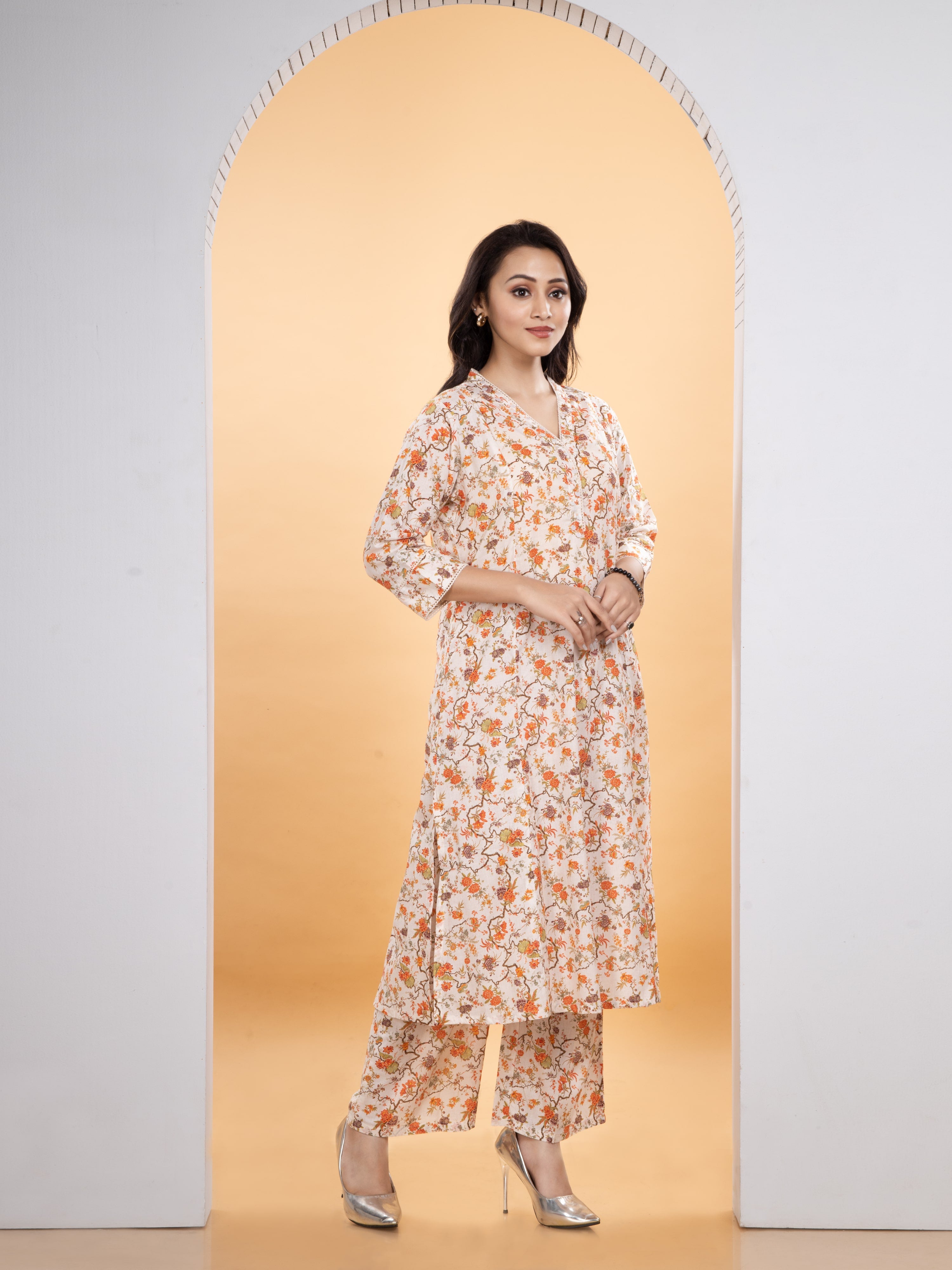 DESIORA Pure Cambric Cotton Kurti with Palazzo Set