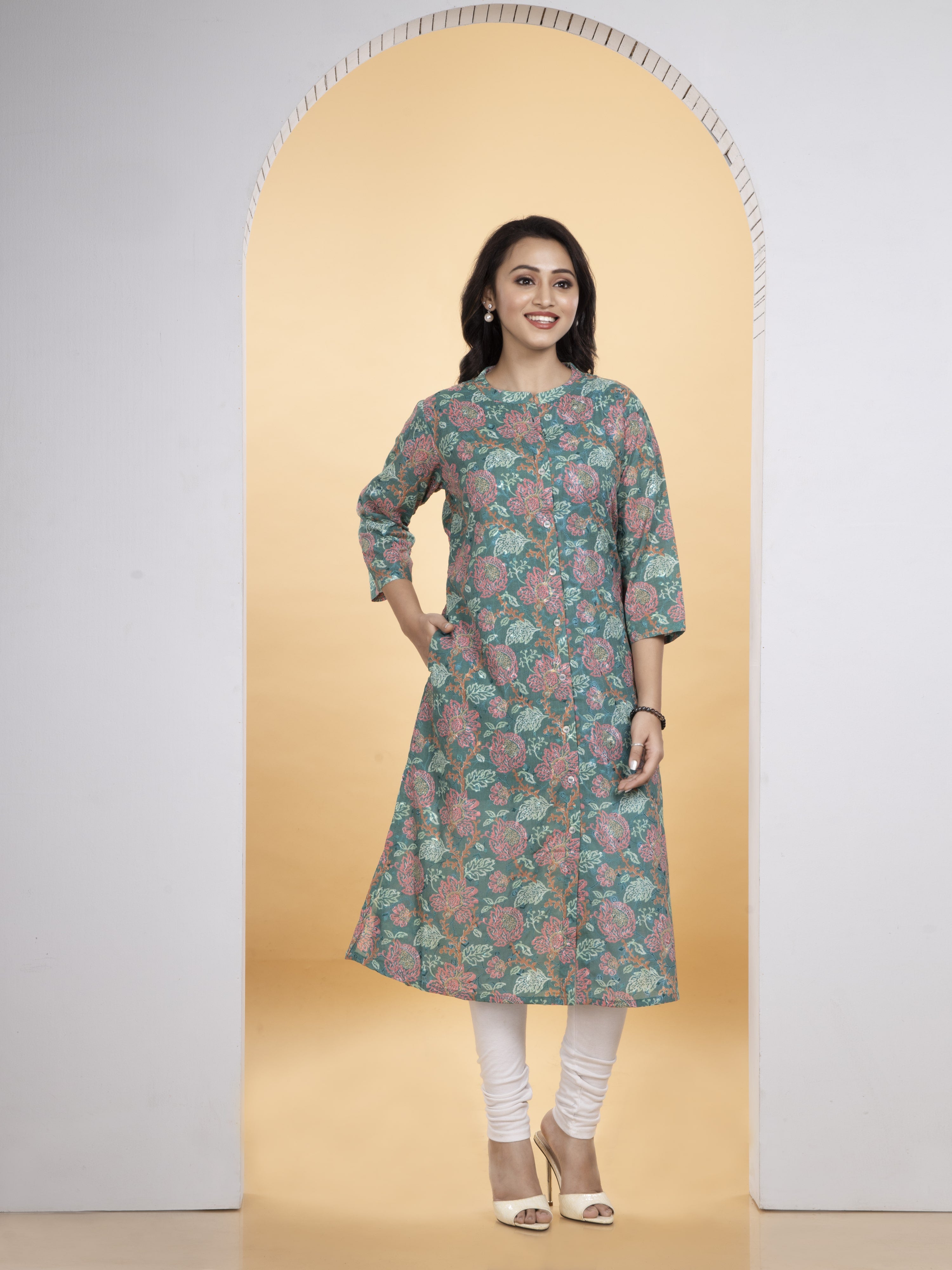 Desiora Sifli-Work Cotton Kurti