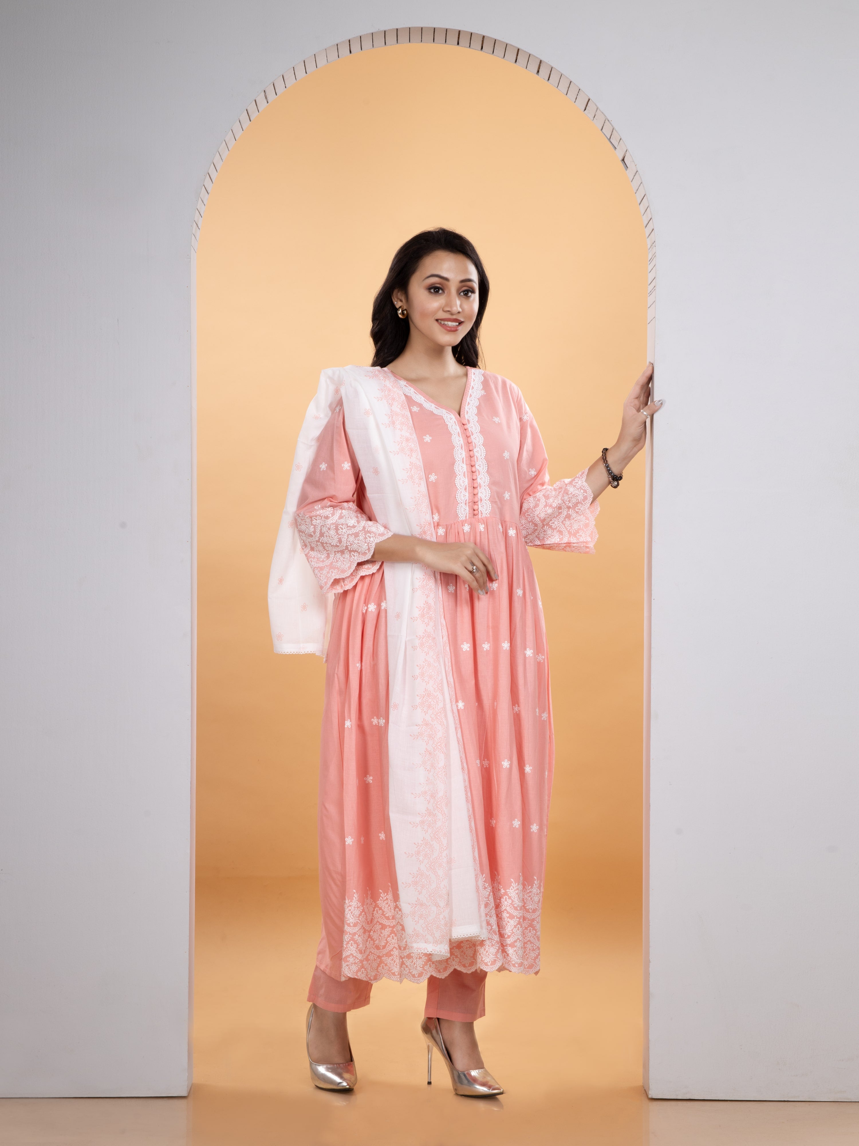 Flared Kurti, Pant and Dupatta set